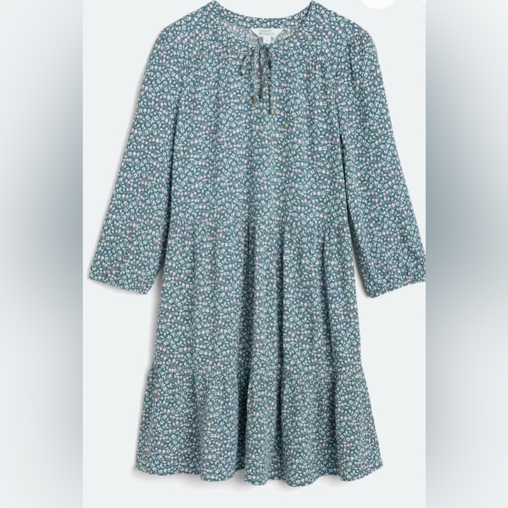 Market & Spruce Blue, Pink and White Floral Print V-Neck Dress